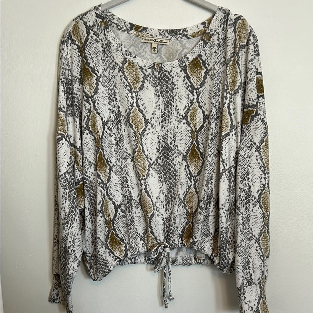 Express One Eleven Animal Print Long Sleeve Top